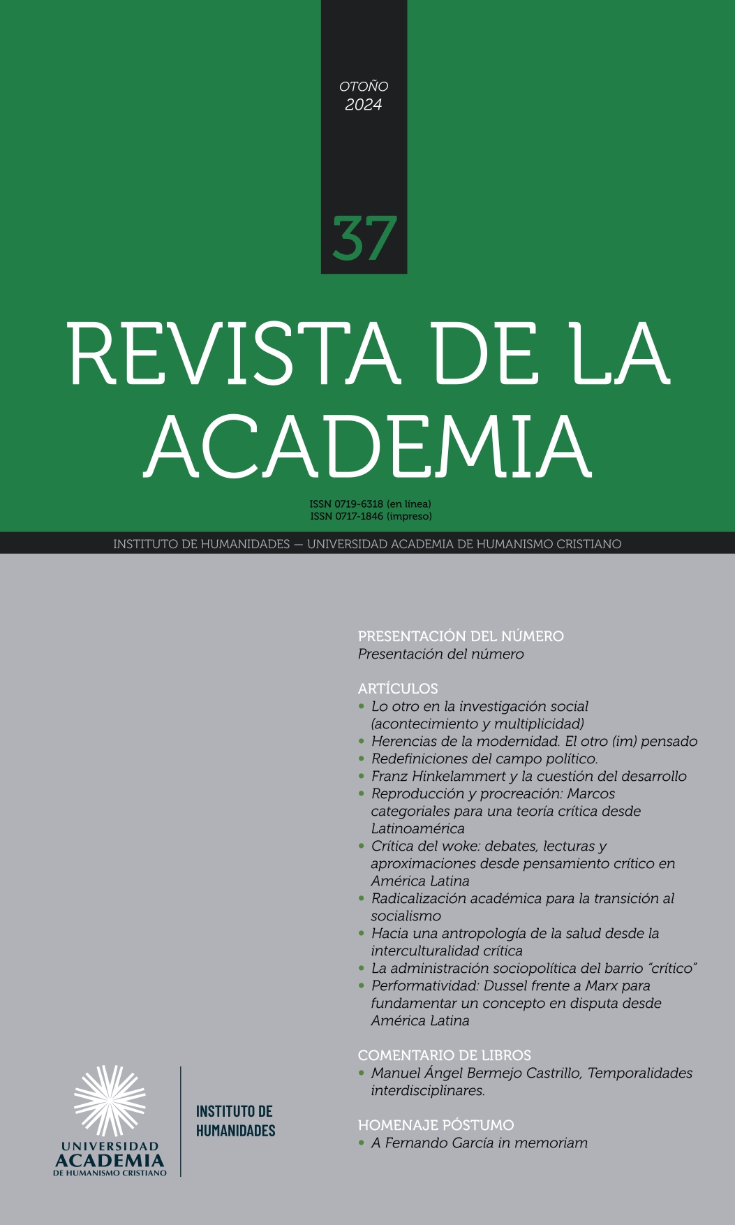 Imagen de la página inicial de la revista